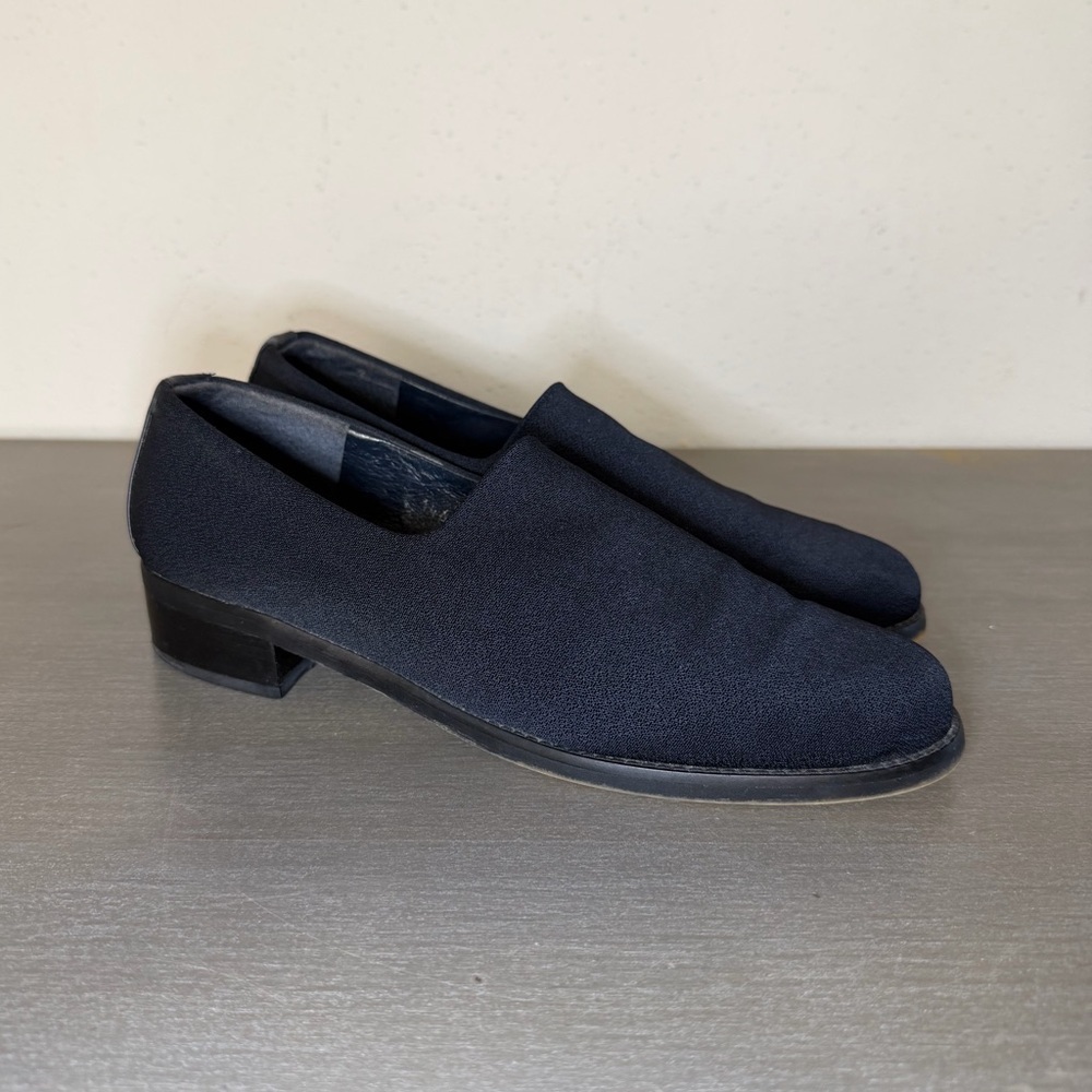 Vintage Donald J Pliner Viper Navy Blue Stretch Loafers Made in Italy Women's 8N